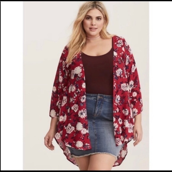 torrid Other - Torrid Floral Kimono | Pink Black White | Size 1x/2x